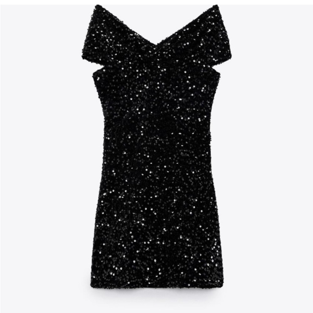 ZARA Elegant Black Sequin Dress